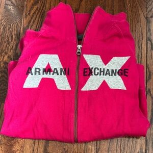 Armani Exchange Girls Hot Pink AX Zip-Up Hoodie